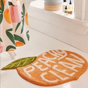 Urban Outfitters Peachy Clean Bath Mat with Coordinating Shower Curtain